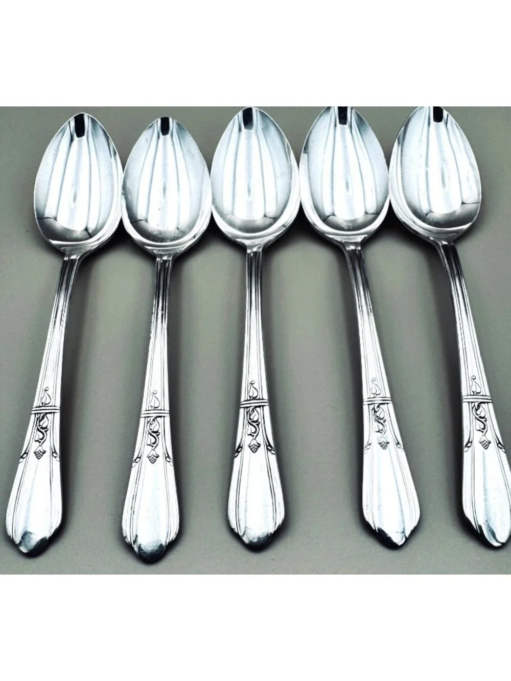 5 COUNTESS II Simeon L & George H Rogers Oval Soup Spoons Silverplate Oneida
